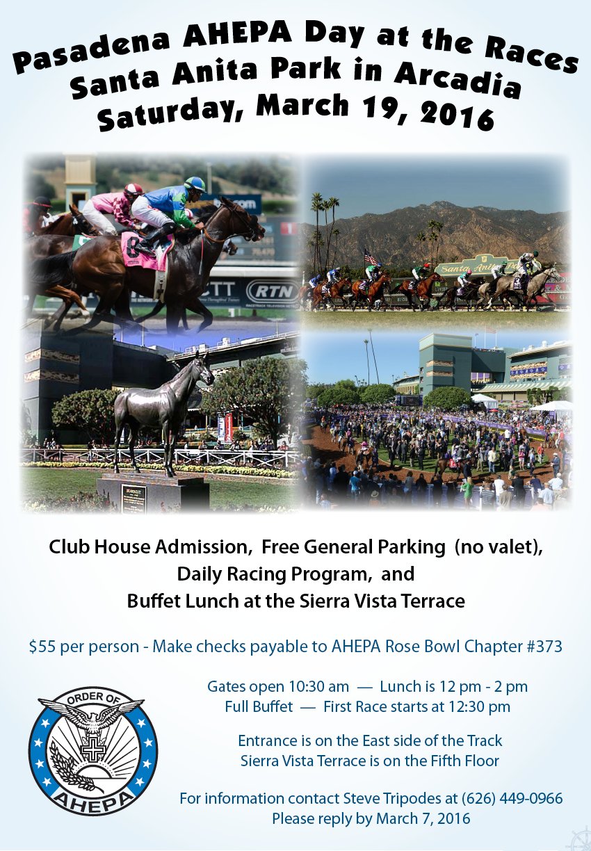 [Pasadena AHEPA Day at the Races at Santa Anita Park in Arcadia, California]