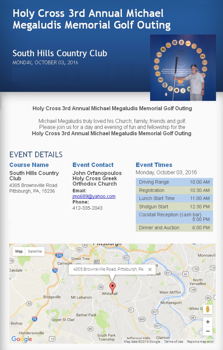 [Michael Megaludis Memorial Golf Tournament in Pittsburgh, Pennsylvania]