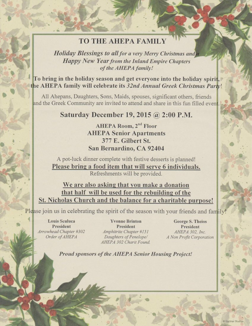 [San Bernardino AHEPA Christmas Party]