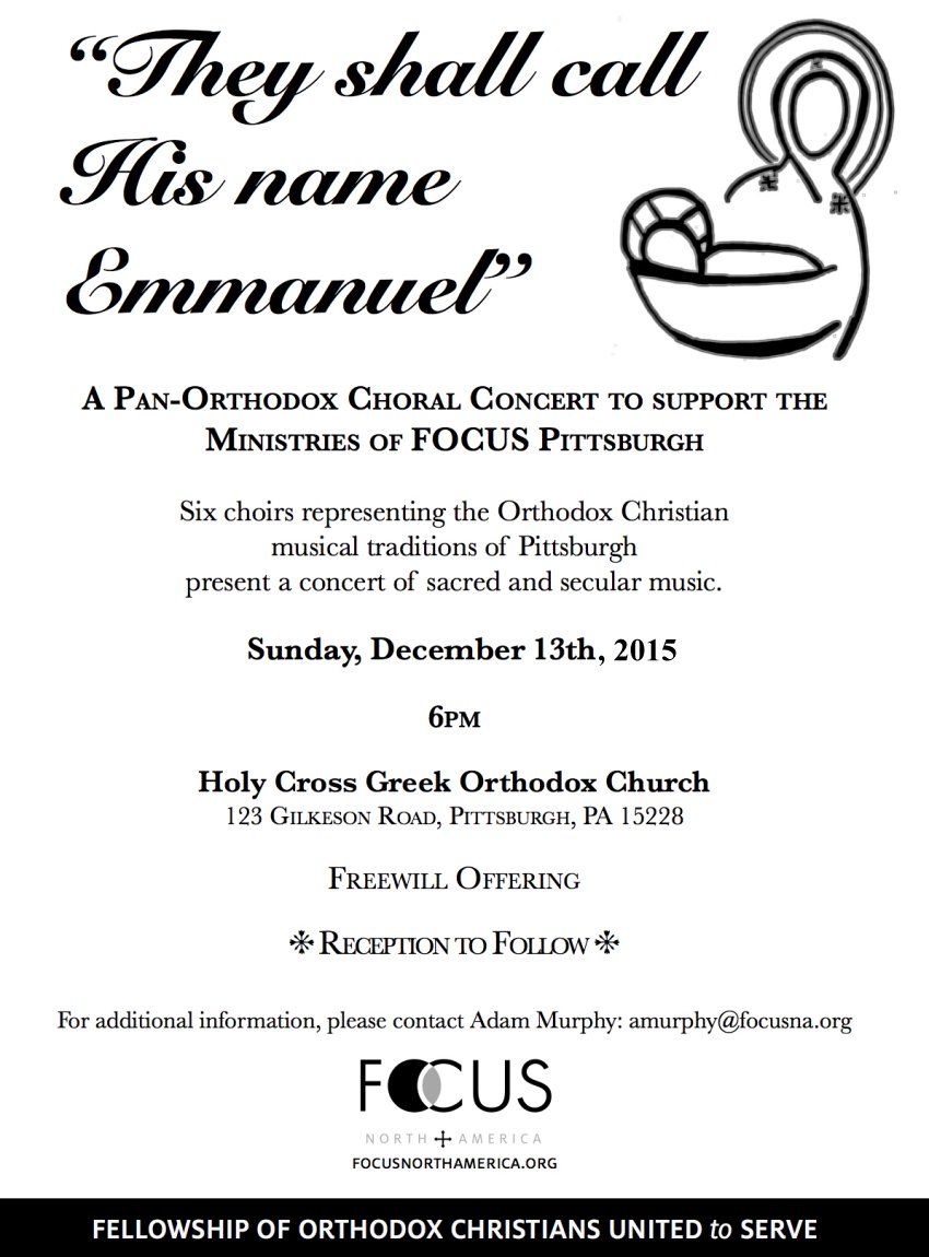 [Christmas Concert Benefit for Focus in Pittsburgh, PA]