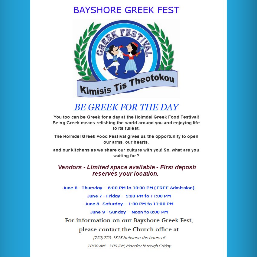 [Bayshore Greek Festival in Holmdel, New Jersey]