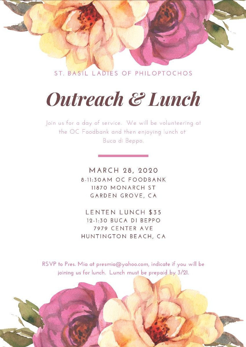 [Philoptochos Outreach and Lunch in Garden Grove, California]